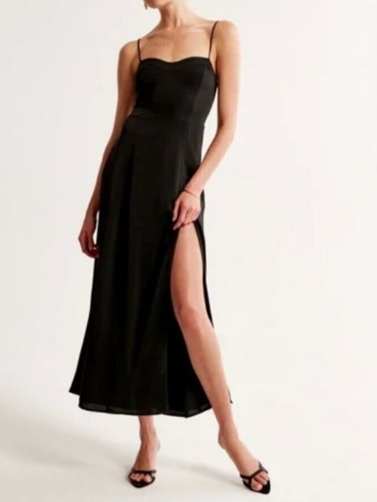 Abercrombie & Fitch Dresses & Skirts - Abercrombie & fitch black satin midi dress